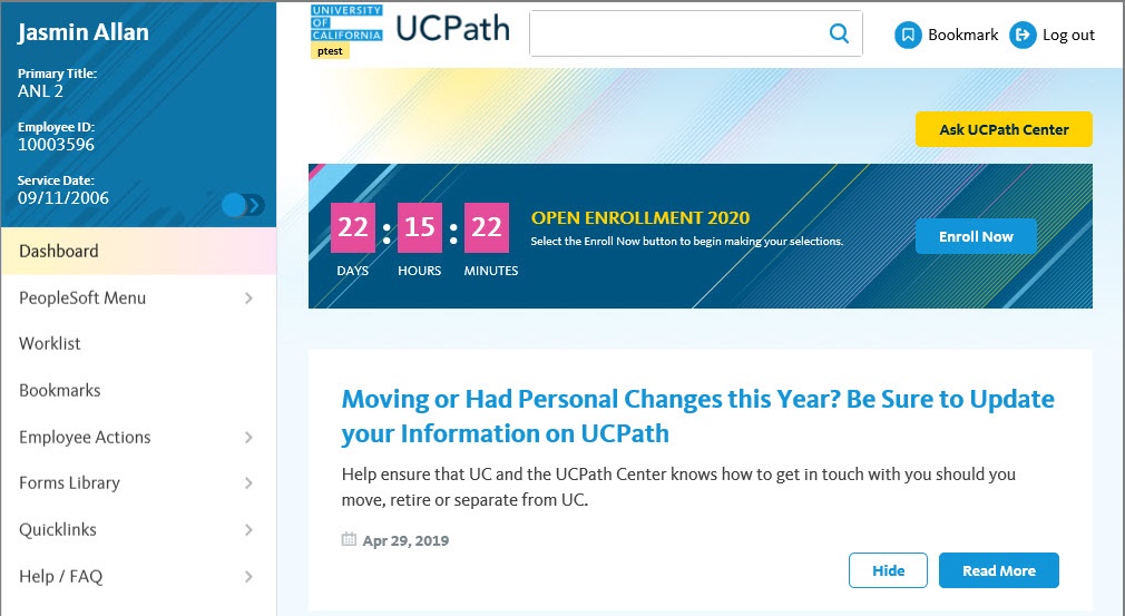 Open Enrollment in UCPath Human Resources