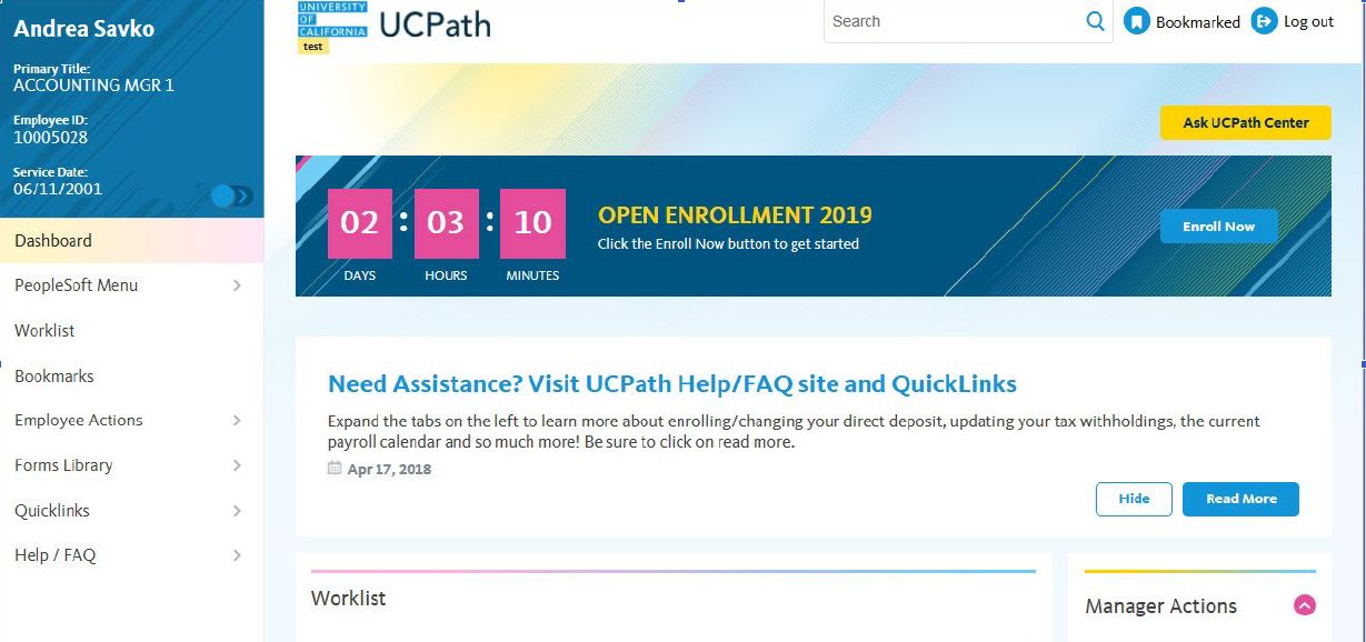 Open Enrollment in UCPath Human Resources