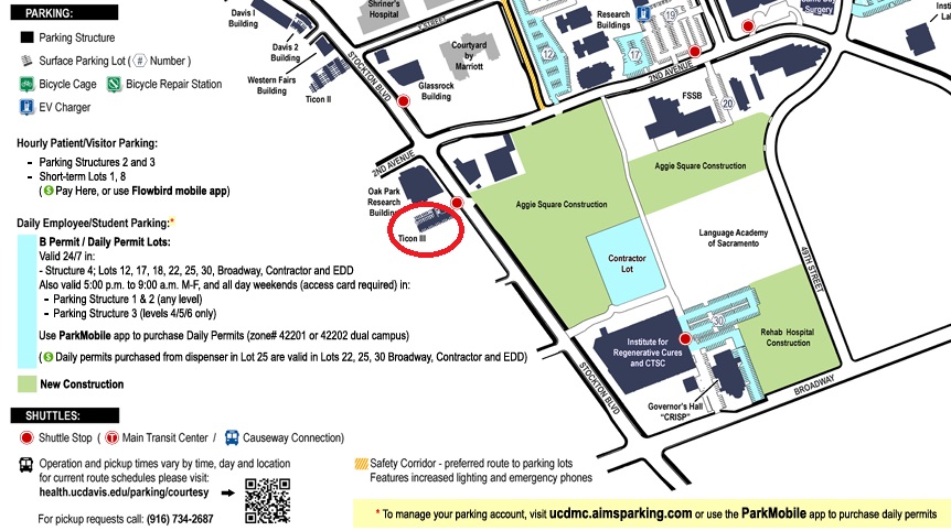 UC Davis Health Parking Map