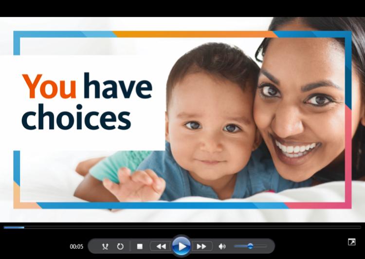 video player reading "you have choices"