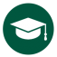 mortarboard icon in dark green