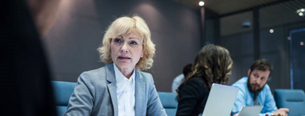 woman having a meeting with another man