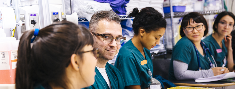 group of nurses having a conversation