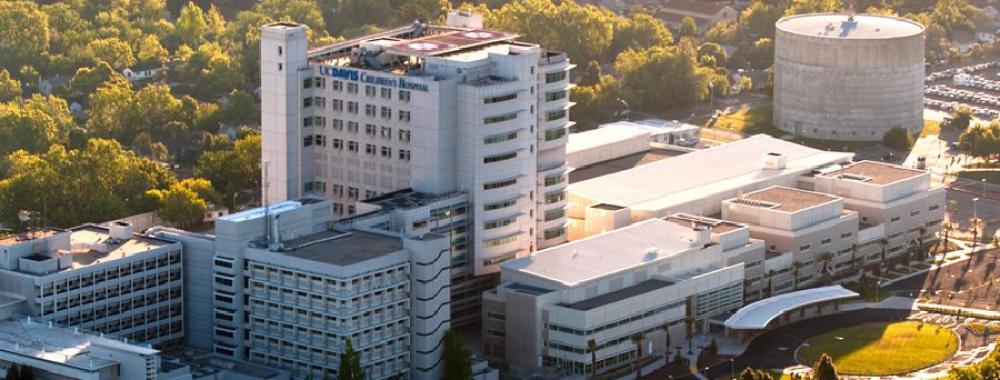 Aerial photo of UC Davis Health System buildings.