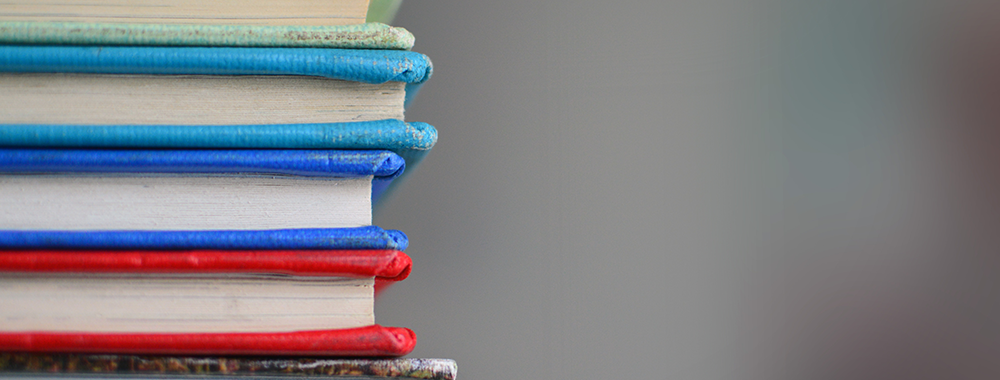 stack of colorful books