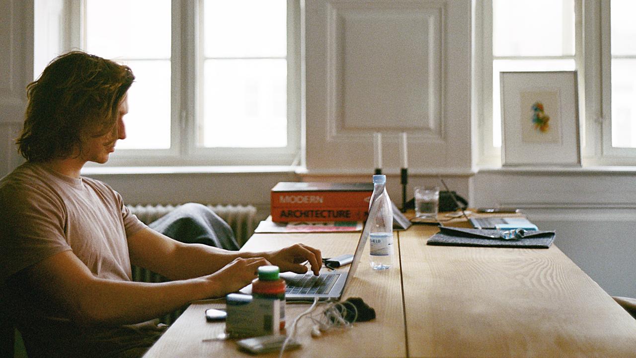 young man working on a computer