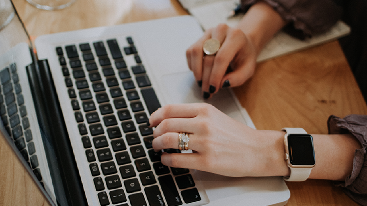 woman using a laptop