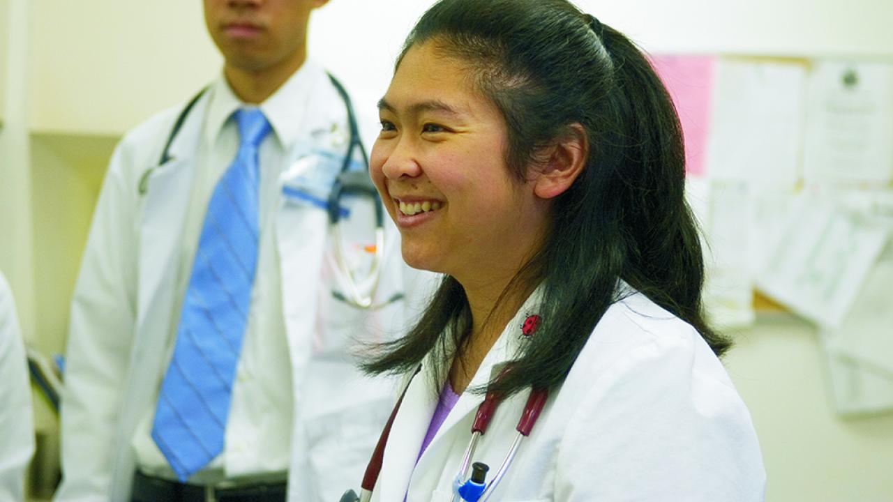 two young doctors smiling