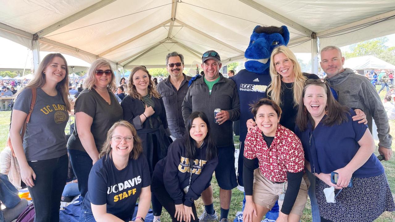 UC Davis staff enjoying the Thank Goodness for Staff Picnic with Gunrock.