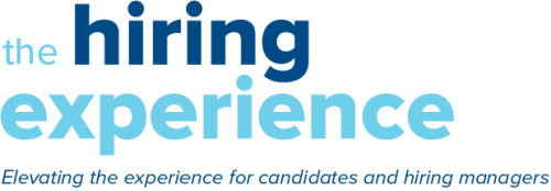 The Hiring Experience web banner with blue swooping arrows