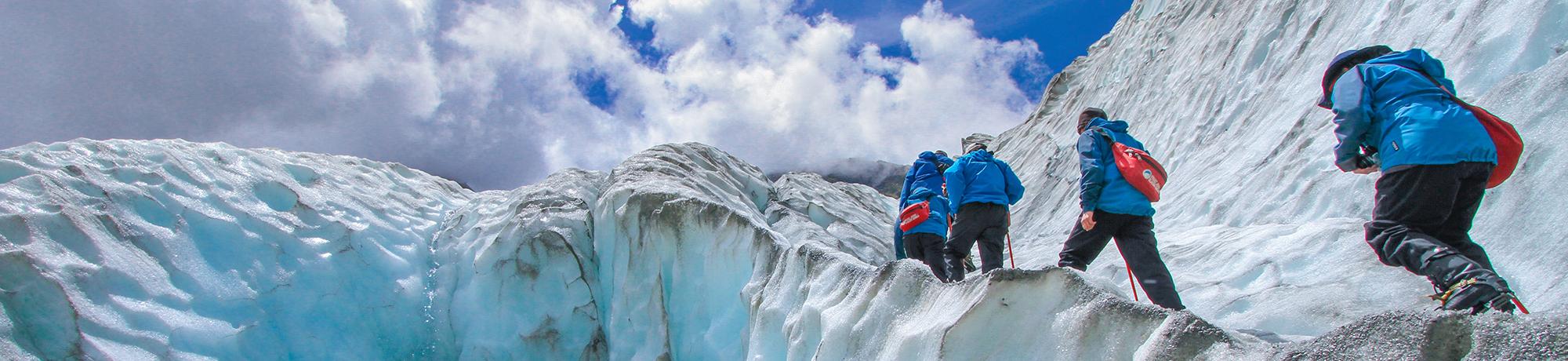 group of climbers on a snowy mountain